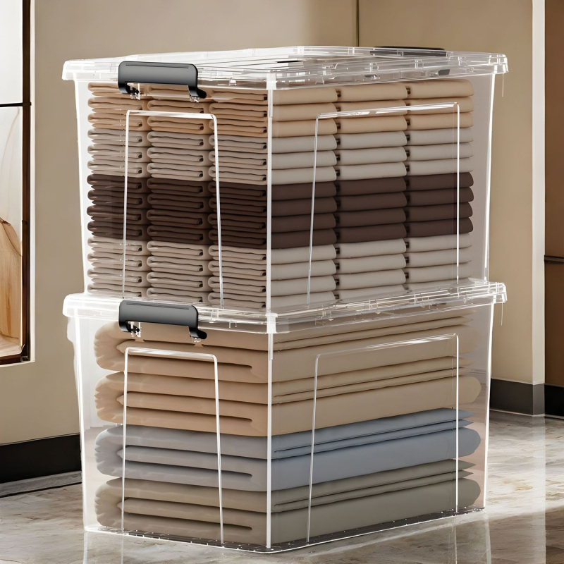 Prozirni plastični spremnik za pohranu od polipropilena za odjeću, bez poklopca, vodootporan, kapacitet 0–5 L