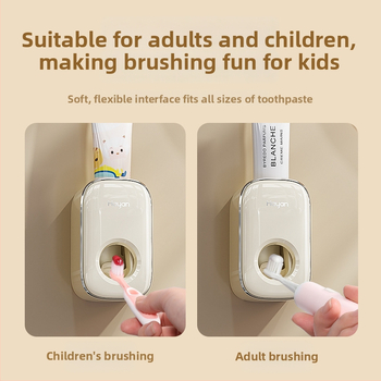 Стенен автоматичен изстисквач за паста за зъби и държач за четки за зъби