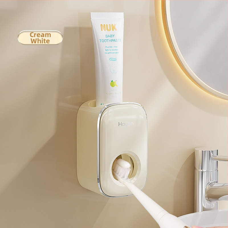 Стенен автоматичен изстисквач за паста за зъби и държач за четки за зъби