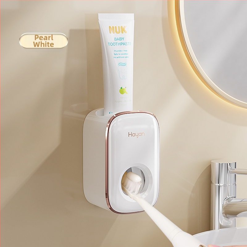 Стенен автоматичен изстисквач за паста за зъби и държач за четки за зъби