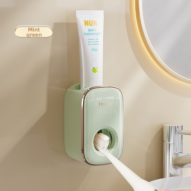 Стенен автоматичен изстисквач за паста за зъби и държач за четки за зъби