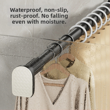 Kingsborough teleskopna šipka za zavjese za tuširanje i suđenje odjeće — nehrđajući čelik + ABS, prilagodljiva, odvojiva, lagan luksuz stil