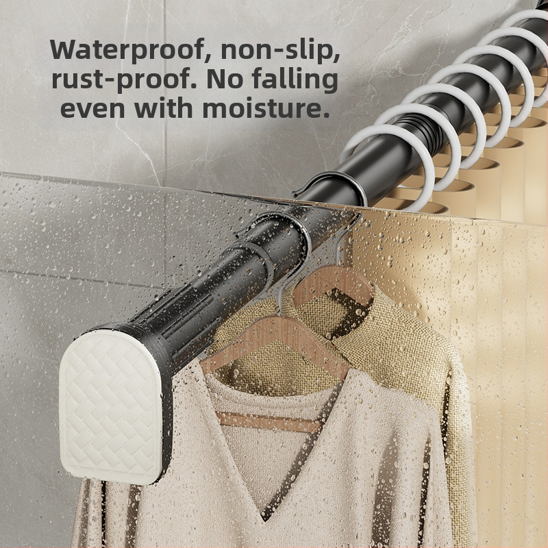 Kingsborough teleskopna šipka za zavjese za tuširanje i suđenje odjeće — nehrđajući čelik + ABS, prilagodljiva, odvojiva, lagan luksuz stil