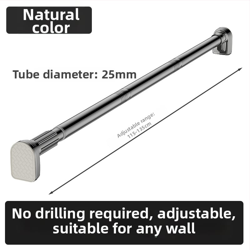 Kingsborough teleskopna šipka za zavjese za tuširanje i suđenje odjeće — nehrđajući čelik + ABS, prilagodljiva, odvojiva, lagan luksuz stil