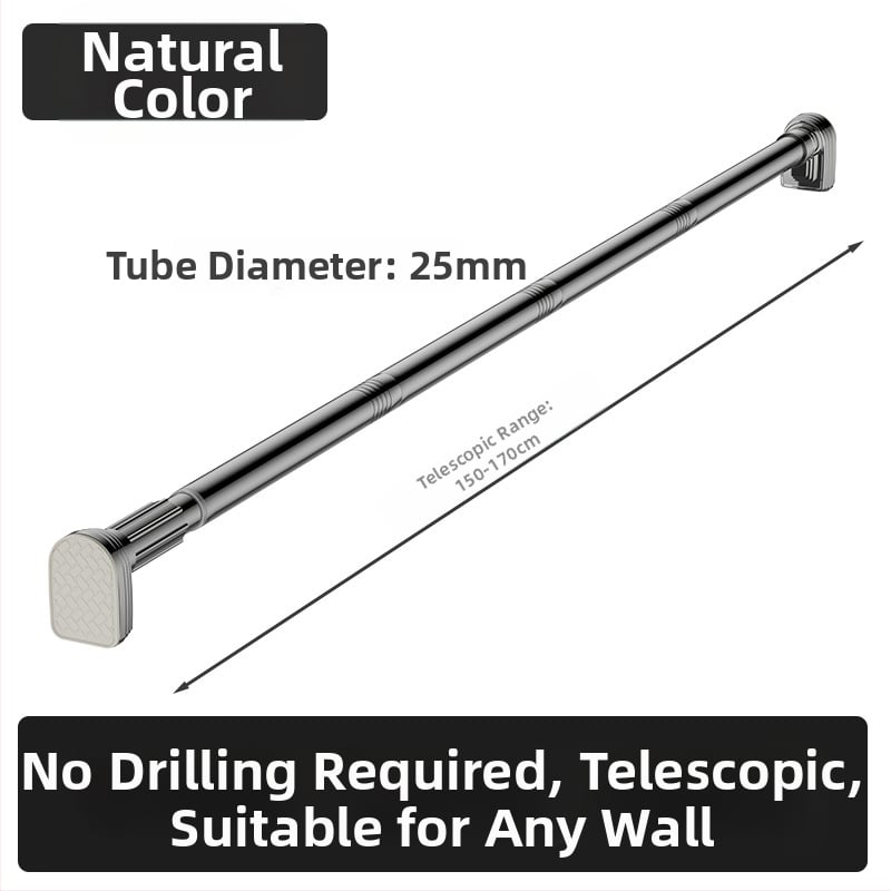 Kingsborough teleskopna šipka za zavjese za tuširanje i suđenje odjeće — nehrđajući čelik + ABS, prilagodljiva, odvojiva, lagan luksuz stil