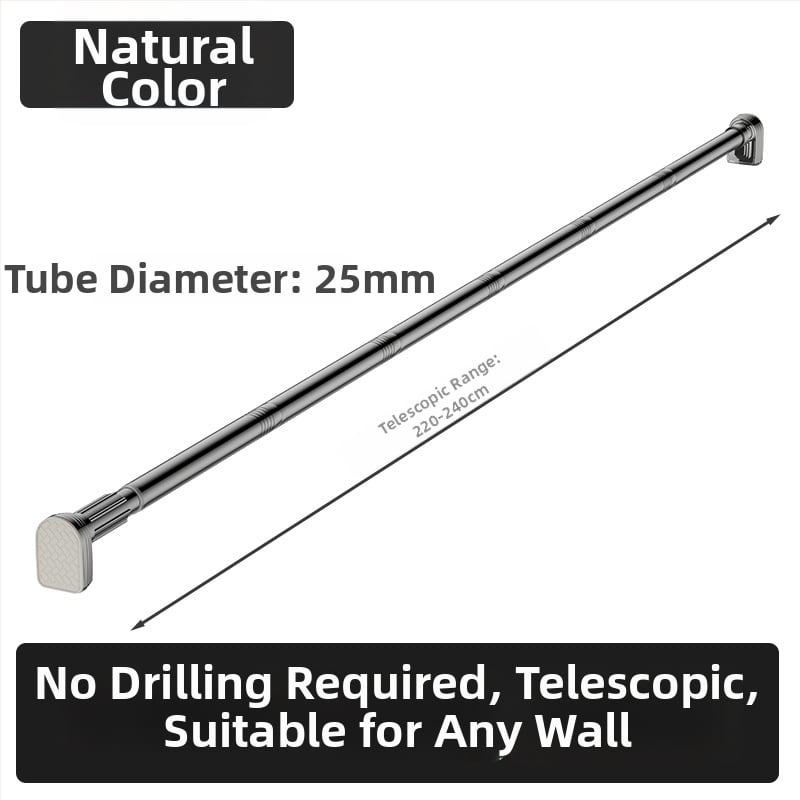 Kingsborough teleskopna šipka za zavjese za tuširanje i suđenje odjeće — nehrđajući čelik + ABS, prilagodljiva, odvojiva, lagan luksuz stil