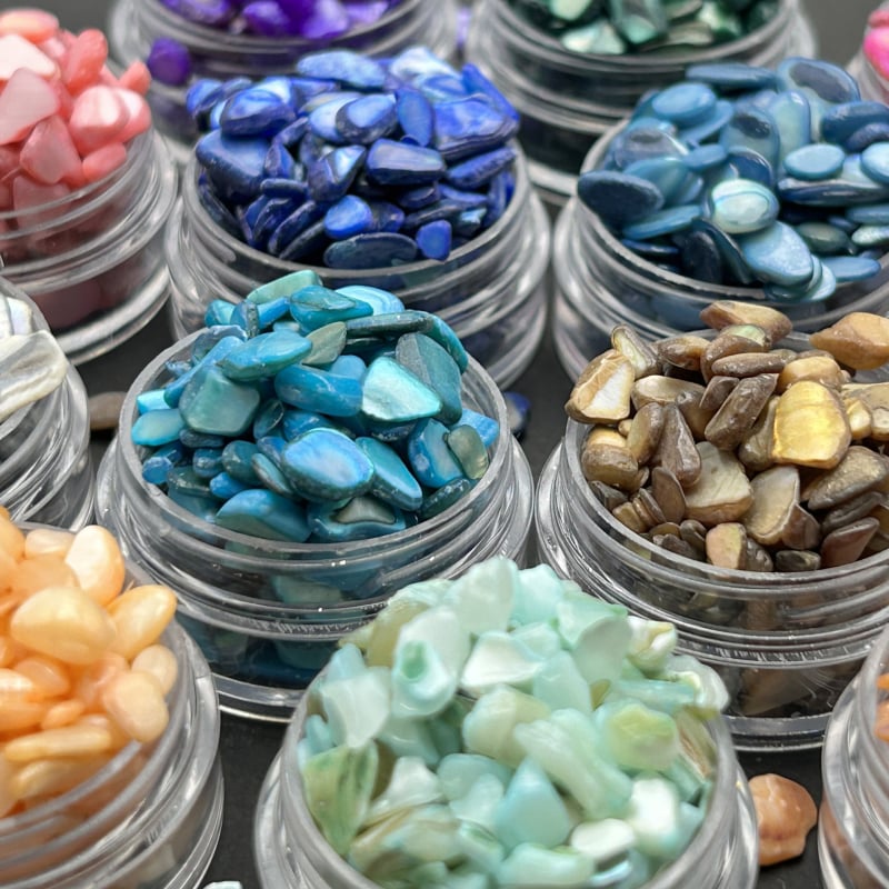 Komadi za nokte od školjaka – prirodna abalonska školjka, biserni materijal, serija Shell, uzorak 18969844106, Snow Glow