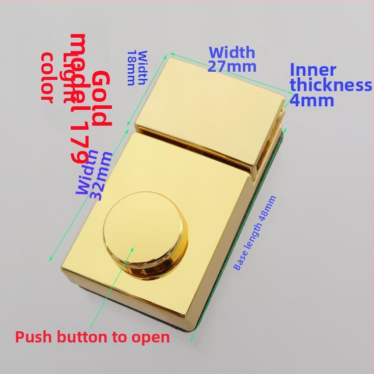 Μεταλλικό κλείσιμο τύπου κουτί για τσάντες – ορθογώνιο σώμα, μοτίβο ημι-κύκλου, κλείσιμο με ένα και δύο κουμπιά και κρυστάλλινες διακοσμήσεις; αξεσουάρ αποσκευών ανθεκτικό στη φθορά, άνοιξη 2024.