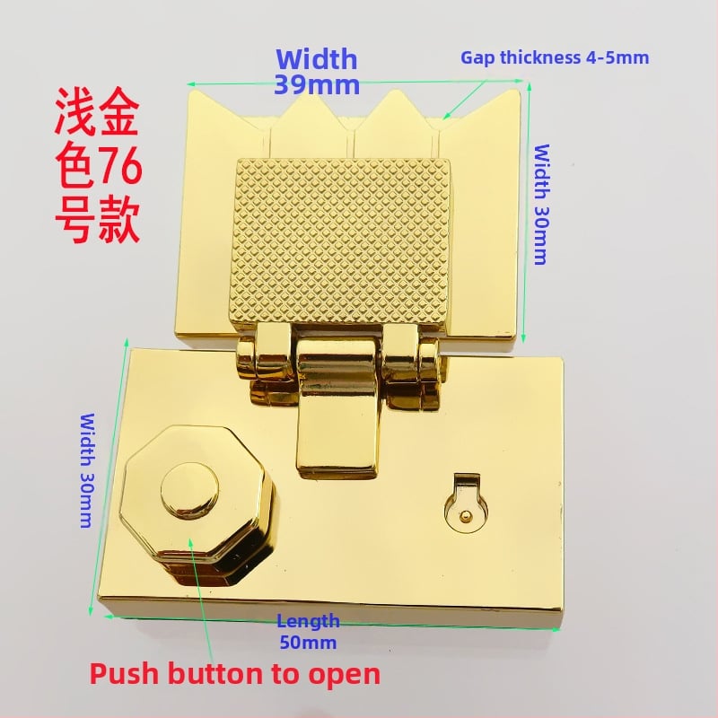 Μεταλλικό κλείσιμο τύπου κουτί για τσάντες – ορθογώνιο σώμα, μοτίβο ημι-κύκλου, κλείσιμο με ένα και δύο κουμπιά και κρυστάλλινες διακοσμήσεις; αξεσουάρ αποσκευών ανθεκτικό στη φθορά, άνοιξη 2024.