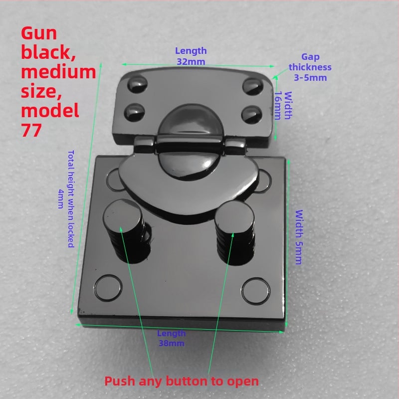 Μεταλλικό κλείσιμο τύπου κουτί για τσάντες – ορθογώνιο σώμα, μοτίβο ημι-κύκλου, κλείσιμο με ένα και δύο κουμπιά και κρυστάλλινες διακοσμήσεις; αξεσουάρ αποσκευών ανθεκτικό στη φθορά, άνοιξη 2024.
