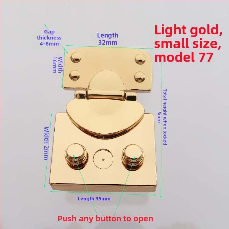 Μεταλλικό κλείσιμο τύπου κουτί για τσάντες – ορθογώνιο σώμα, μοτίβο ημι-κύκλου, κλείσιμο με ένα και δύο κουμπιά και κρυστάλλινες διακοσμήσεις; αξεσουάρ αποσκευών ανθεκτικό στη φθορά, άνοιξη 2024.