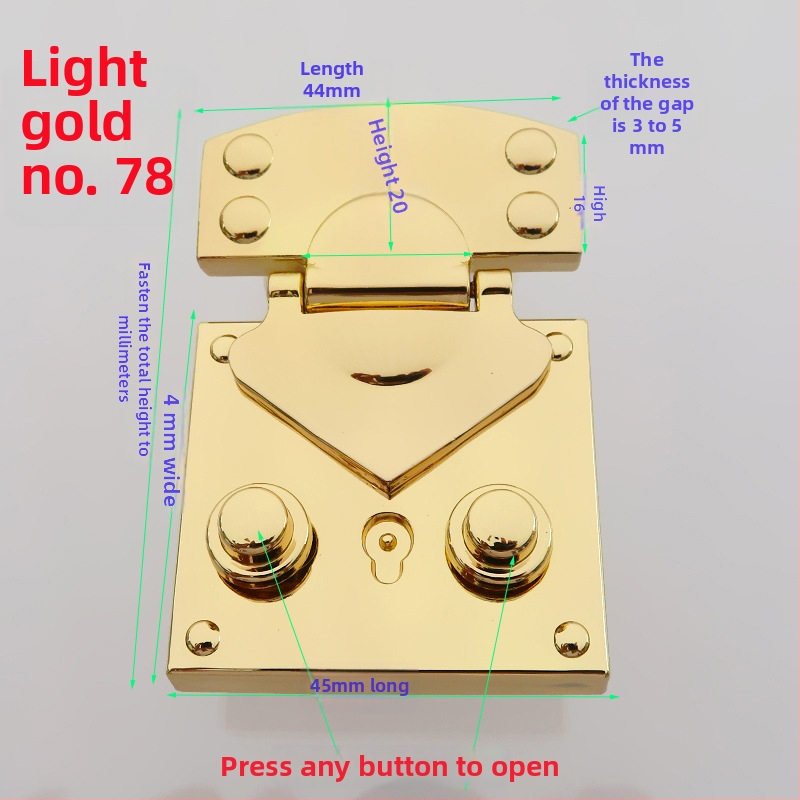 Μεταλλικό κλείσιμο τύπου κουτί για τσάντες – ορθογώνιο σώμα, μοτίβο ημι-κύκλου, κλείσιμο με ένα και δύο κουμπιά και κρυστάλλινες διακοσμήσεις; αξεσουάρ αποσκευών ανθεκτικό στη φθορά, άνοιξη 2024.