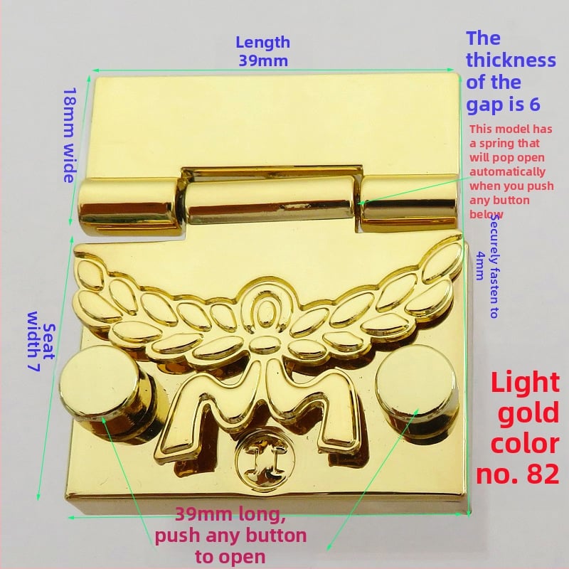 Μεταλλικό κλείσιμο τύπου κουτί για τσάντες – ορθογώνιο σώμα, μοτίβο ημι-κύκλου, κλείσιμο με ένα και δύο κουμπιά και κρυστάλλινες διακοσμήσεις; αξεσουάρ αποσκευών ανθεκτικό στη φθορά, άνοιξη 2024.