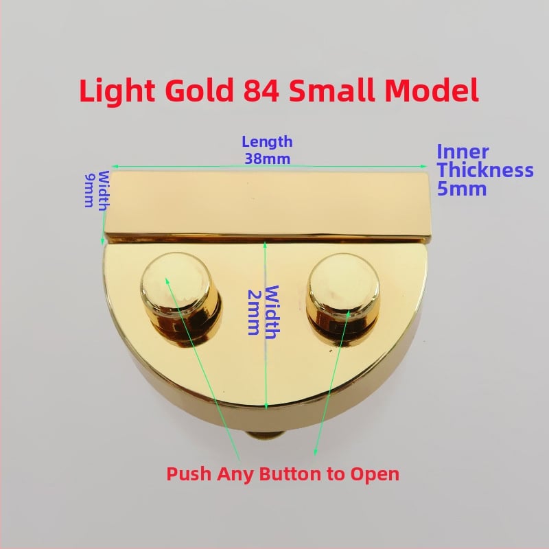 Μεταλλικό κλείσιμο τύπου κουτί για τσάντες – ορθογώνιο σώμα, μοτίβο ημι-κύκλου, κλείσιμο με ένα και δύο κουμπιά και κρυστάλλινες διακοσμήσεις; αξεσουάρ αποσκευών ανθεκτικό στη φθορά, άνοιξη 2024.