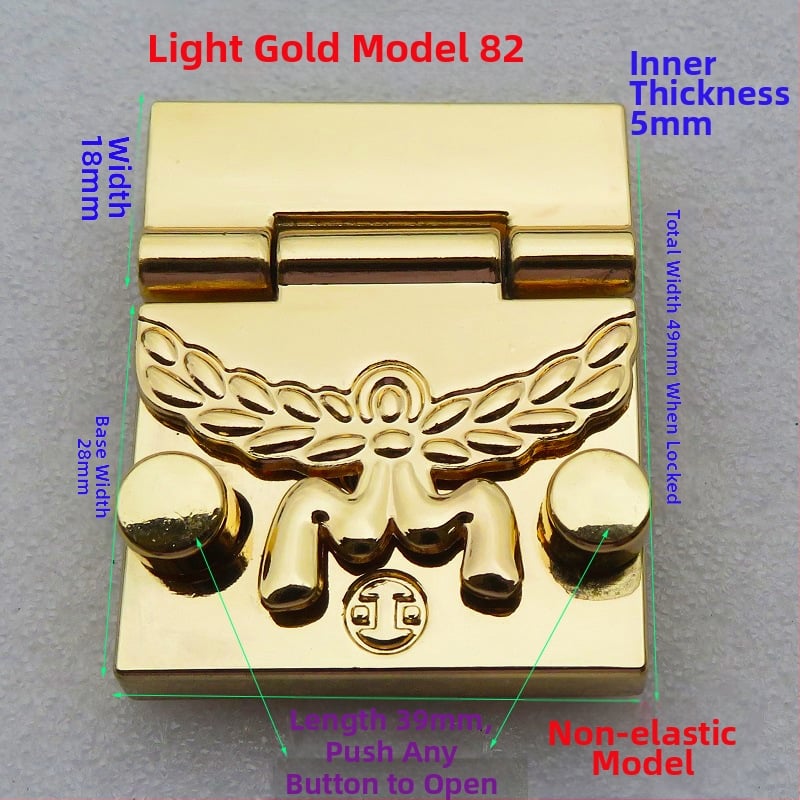 Μεταλλικό κλείσιμο τύπου κουτί για τσάντες – ορθογώνιο σώμα, μοτίβο ημι-κύκλου, κλείσιμο με ένα και δύο κουμπιά και κρυστάλλινες διακοσμήσεις; αξεσουάρ αποσκευών ανθεκτικό στη φθορά, άνοιξη 2024.