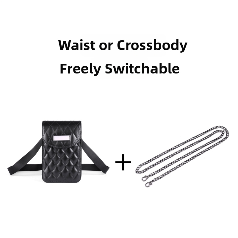 Krosbody torba za rame s lancem, kvilti uzorak, PU materijal, zatvaranje na zip, laminirani unutarnji džep