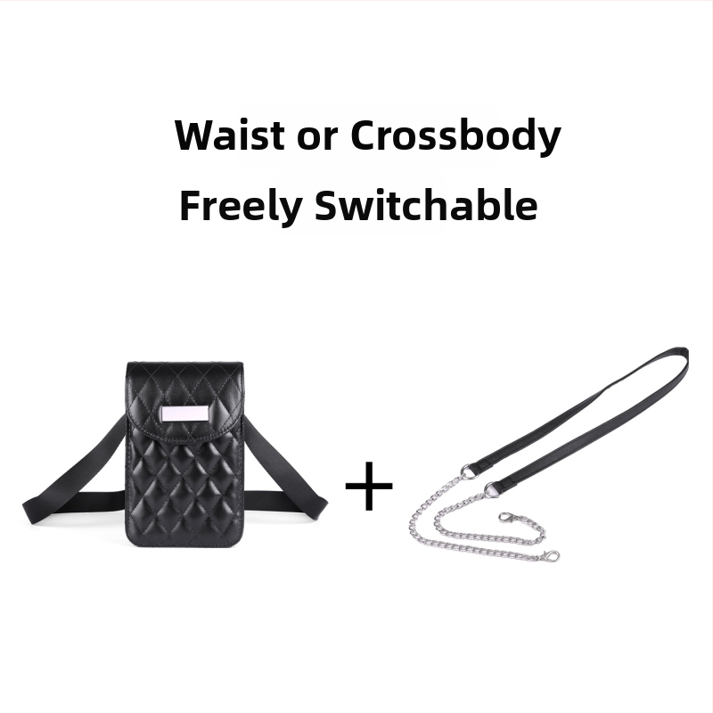 Krosbody torba za rame s lancem, kvilti uzorak, PU materijal, zatvaranje na zip, laminirani unutarnji džep