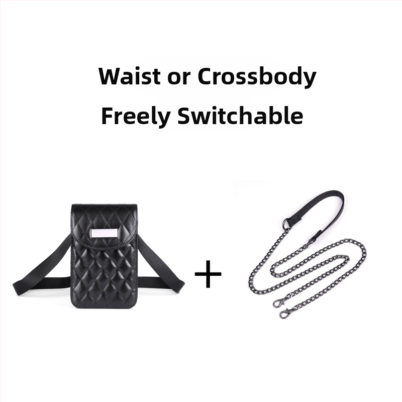 Krosbody torba za rame s lancem, kvilti uzorak, PU materijal, zatvaranje na zip, laminirani unutarnji džep