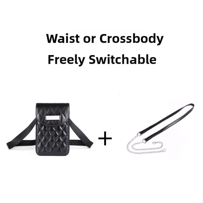 Krosbody torba za rame s lancem, kvilti uzorak, PU materijal, zatvaranje na zip, laminirani unutarnji džep