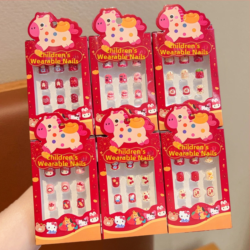 Naljepnice za nokte za djecu – Godina konja 2026, Slatki crtani uzorak za djevojčice, Kod ET-XN479-YXY-RX14-XP