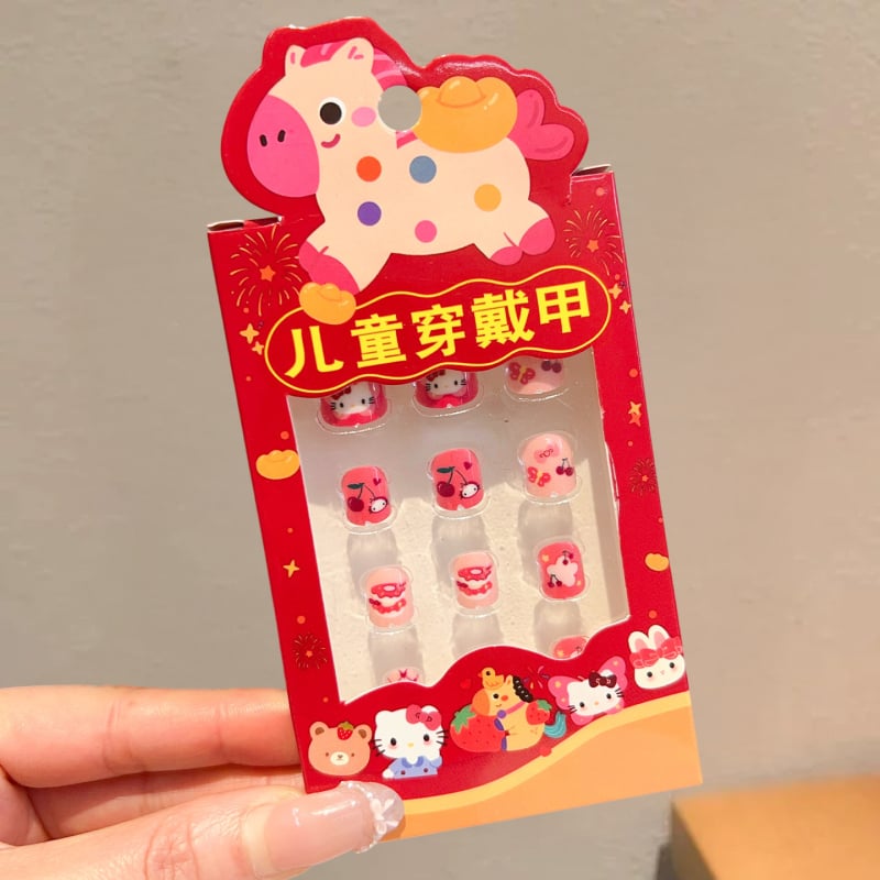 Naljepnice za nokte za djecu – Godina konja 2026, Slatki crtani uzorak za djevojčice, Kod ET-XN479-YXY-RX14-XP