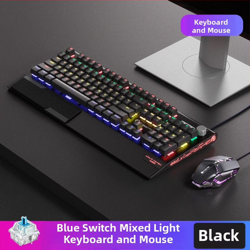Tastatură mecanică K1000, 104 taste, conectare prin cablu, iluminare RGB, corp metalic, cablu de 1,5 m.