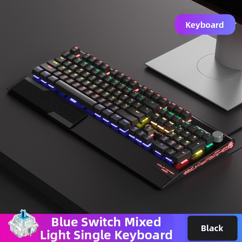 Tastatură mecanică K1000, 104 taste, conectare prin cablu, iluminare RGB, corp metalic, cablu de 1,5 m.