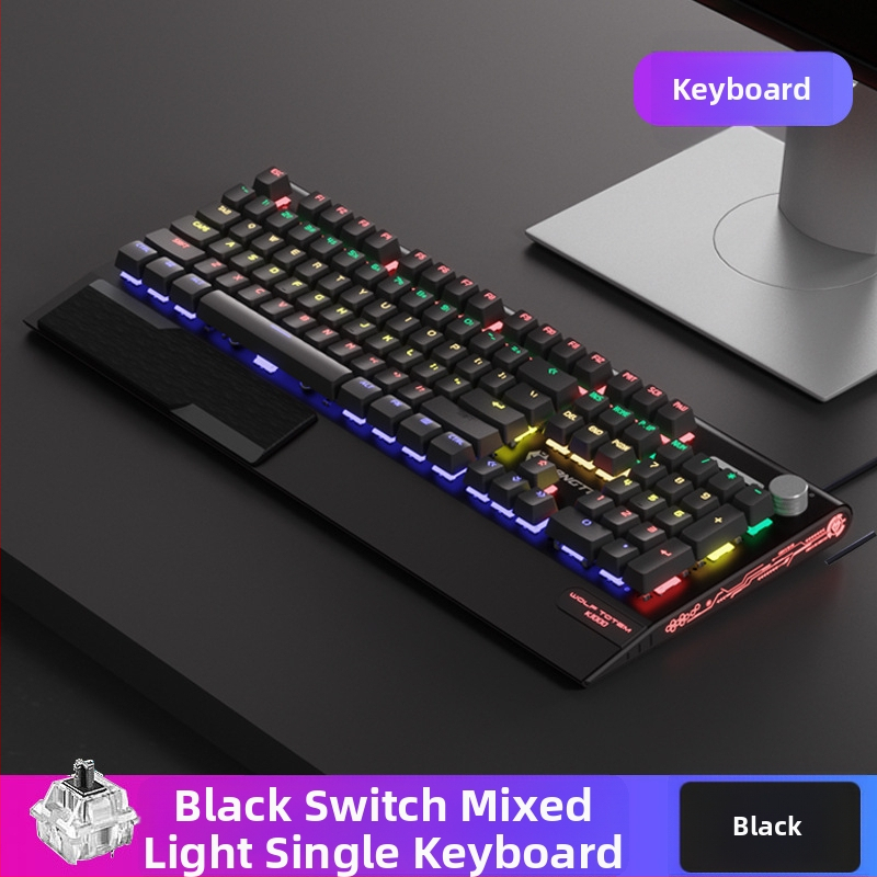 Tastatură mecanică K1000, 104 taste, conectare prin cablu, iluminare RGB, corp metalic, cablu de 1,5 m.