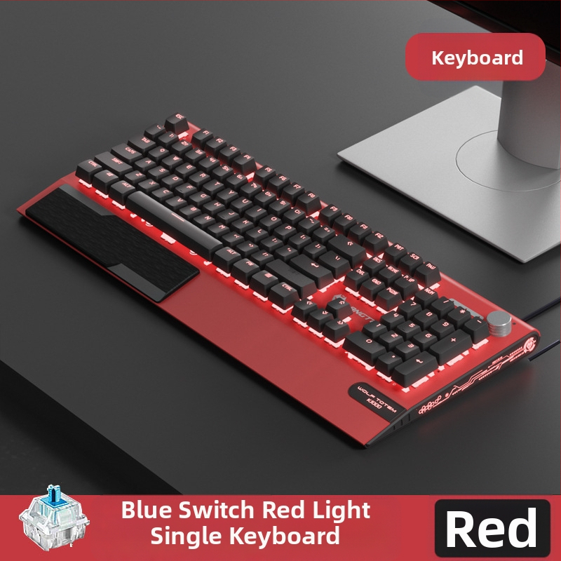 Tastatură mecanică K1000, 104 taste, conectare prin cablu, iluminare RGB, corp metalic, cablu de 1,5 m.