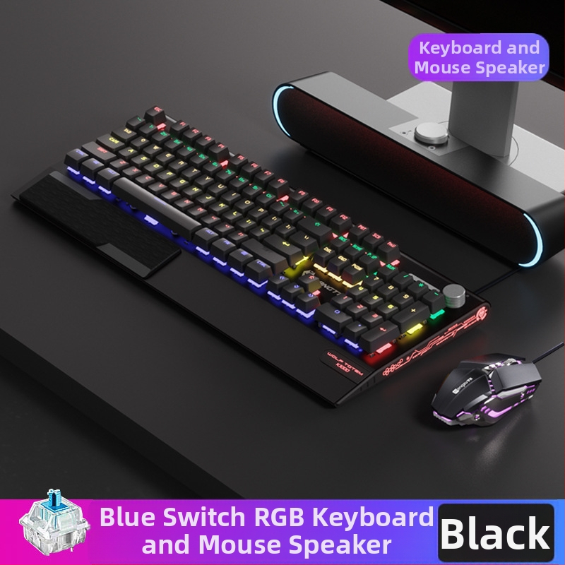 Tastatură mecanică K1000, 104 taste, conectare prin cablu, iluminare RGB, corp metalic, cablu de 1,5 m.