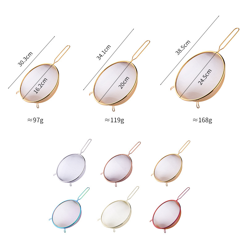 Sivă din oțel inoxidabil cu două urechi, plasă 30 mesh, filtru multipurpose pentru făină, lapte de soia și sucuri