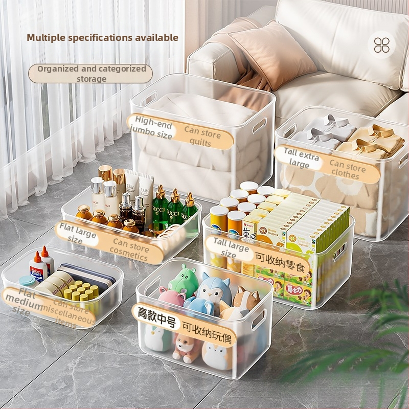 Prozirna kutija za pohranu za kućne igračke i grickalice, model 985, poklopac s preklopnim mehanizmom, prijenosna, kapacitet iznad 1000 L