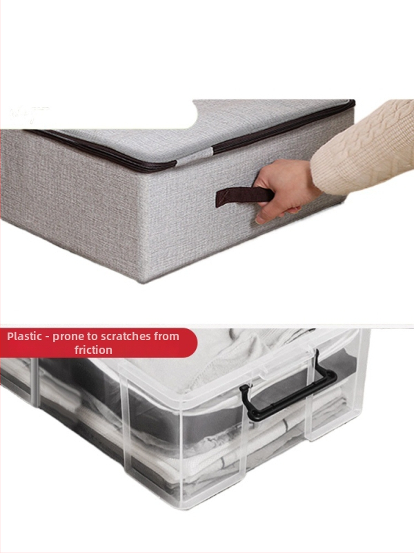 Kutija za odlaganje ispod kreveta za odjeću – ladica tipa, kapacitet 65 L, pamuk materijal, plosni organizator, može se nositi ručno