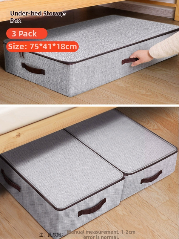 Kutija za odlaganje ispod kreveta za odjeću – ladica tipa, kapacitet 65 L, pamuk materijal, plosni organizator, može se nositi ručno