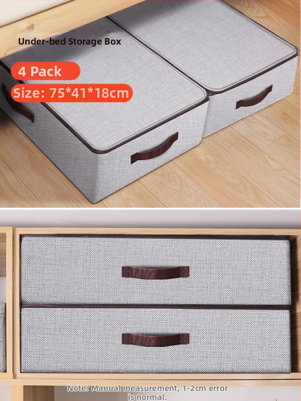 Kutija za odlaganje ispod kreveta za odjeću – ladica tipa, kapacitet 65 L, pamuk materijal, plosni organizator, može se nositi ručno