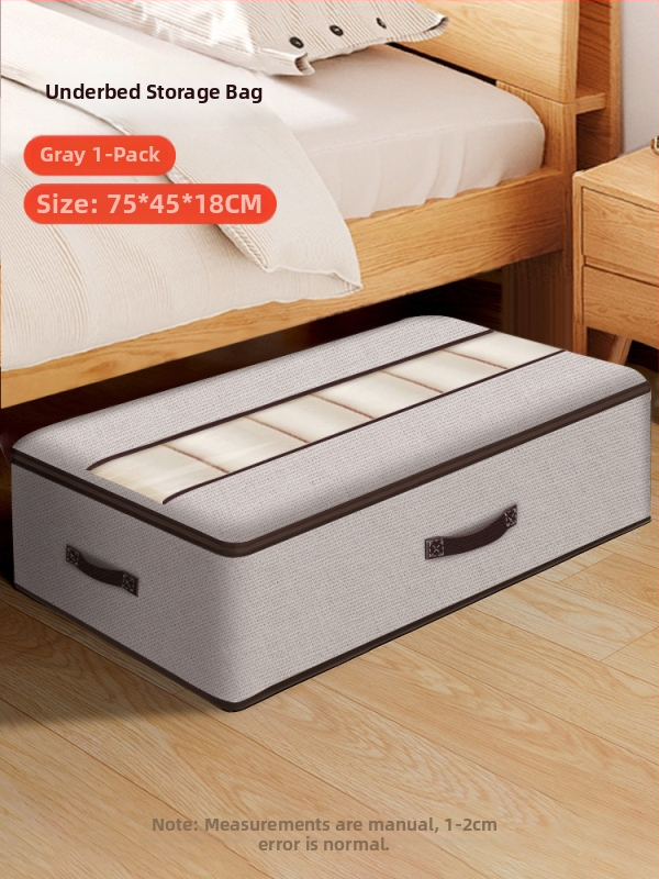 Kutija za odlaganje ispod kreveta za odjeću – ladica tipa, kapacitet 65 L, pamuk materijal, plosni organizator, može se nositi ručno