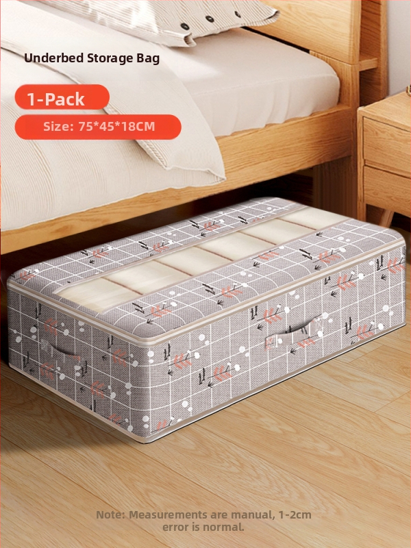 Kutija za odlaganje ispod kreveta za odjeću – ladica tipa, kapacitet 65 L, pamuk materijal, plosni organizator, može se nositi ručno