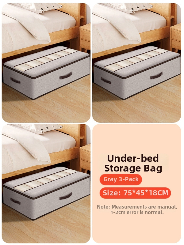 Kutija za odlaganje ispod kreveta za odjeću – ladica tipa, kapacitet 65 L, pamuk materijal, plosni organizator, može se nositi ručno