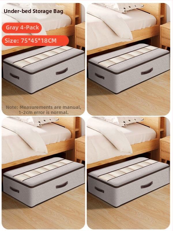 Kutija za odlaganje ispod kreveta za odjeću – ladica tipa, kapacitet 65 L, pamuk materijal, plosni organizator, može se nositi ručno