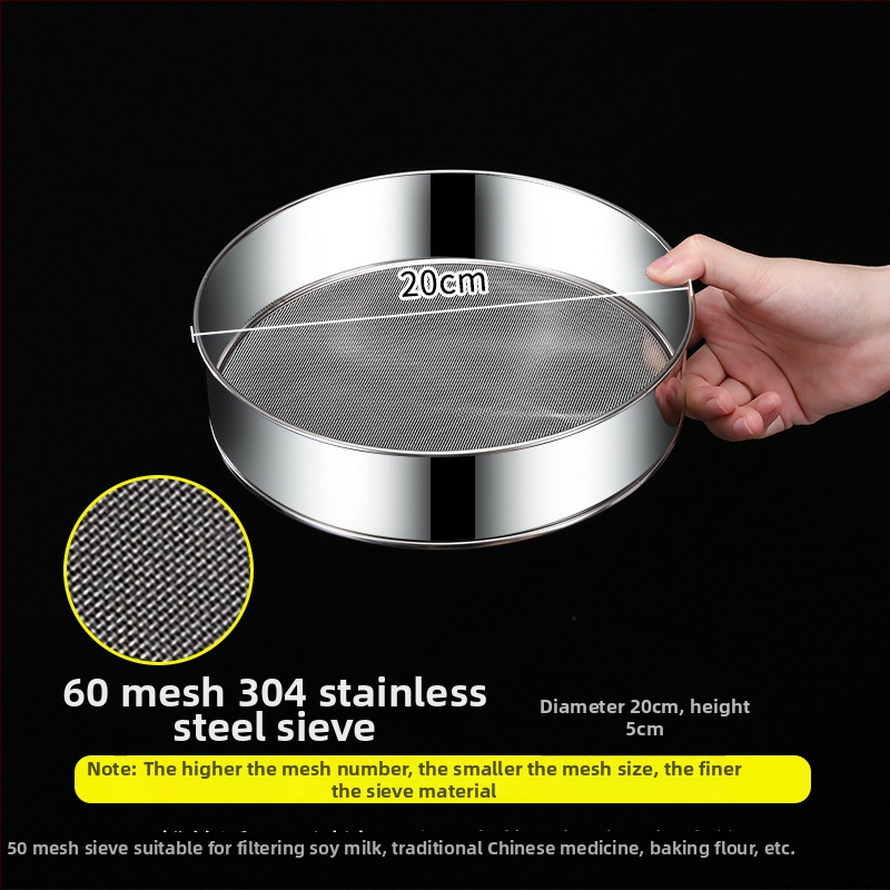 Runnuo nerezový oceľový siet na múku 304, rukoväť, ultra jemný sieť s 60 mriežkami, pôvod: Čaozhou, Guangdong