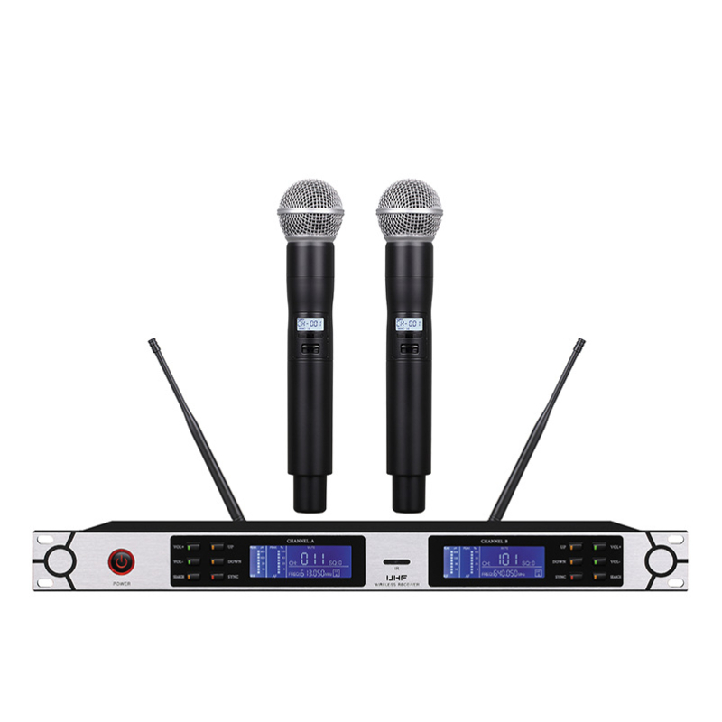 Ασύρματο σετ μικροφώνου με κλιπ — διπλού καναλιού για καραόκε, αντί-ανάδραση, για σκηνή KTV; πολυκατευθυντικό μικρόφωνο, 100Hz-20kHz, αφαιρούμενη μπαταρία, αυτονομία 3–6 ώρες, μοντέλο U2000
