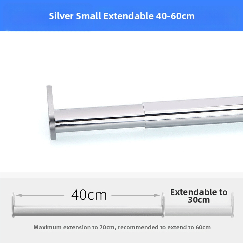 Nerezová oceľová tyč na oblečenie – rozťahovacia teleskopická tyč do šatníka, vnútorné skrinky, príslušenstvo