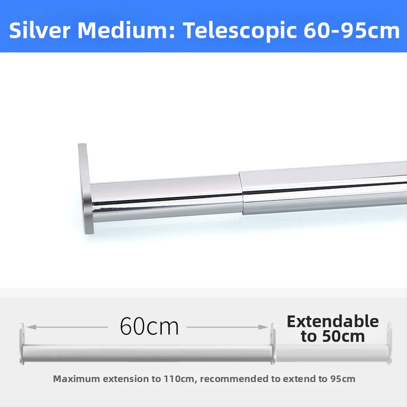 Nerezová oceľová tyč na oblečenie – rozťahovacia teleskopická tyč do šatníka, vnútorné skrinky, príslušenstvo