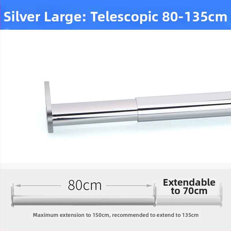 Nerezová oceľová tyč na oblečenie – rozťahovacia teleskopická tyč do šatníka, vnútorné skrinky, príslušenstvo