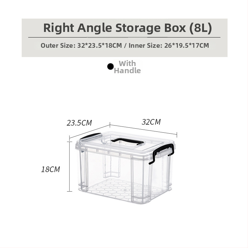 Kutija za pohranu s pravim kutem od prozirne plastike, otporna na kompresiju, prehrambene kvalitete, kapaciteta 110 L