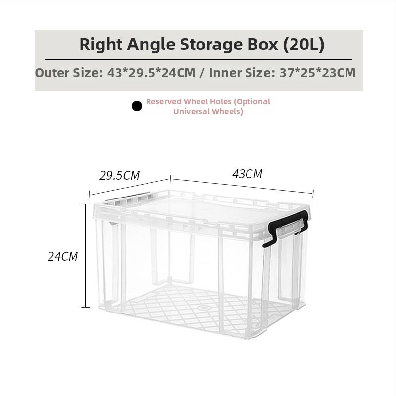 Kutija za pohranu s pravim kutem od prozirne plastike, otporna na kompresiju, prehrambene kvalitete, kapaciteta 110 L