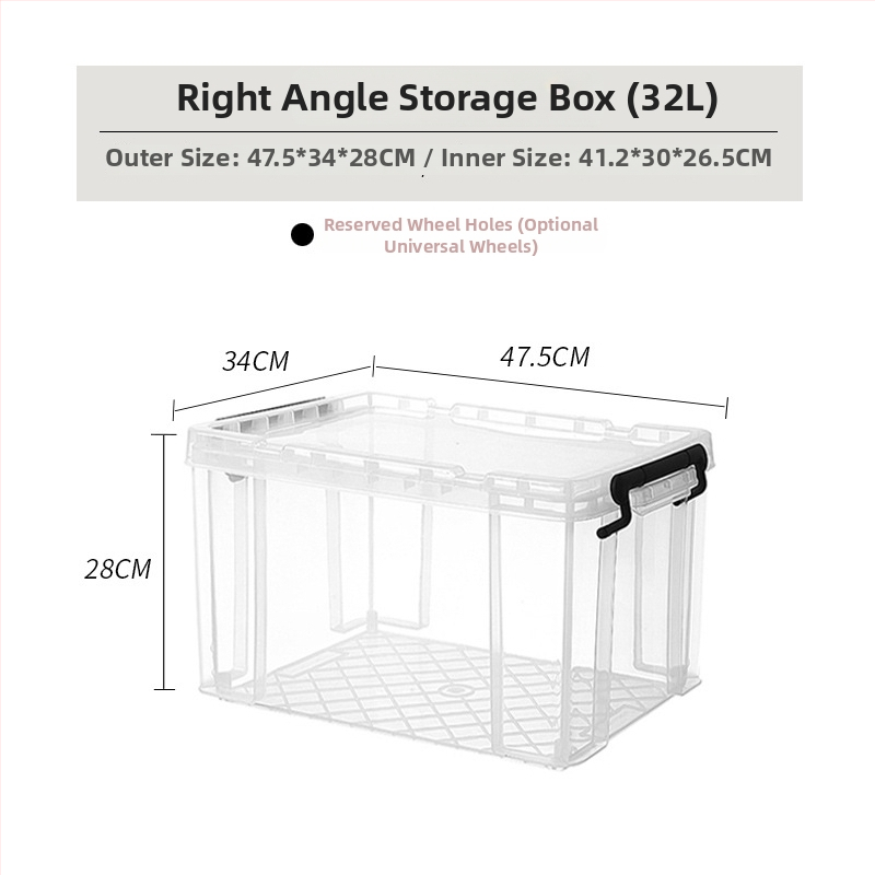 Kutija za pohranu s pravim kutem od prozirne plastike, otporna na kompresiju, prehrambene kvalitete, kapaciteta 110 L