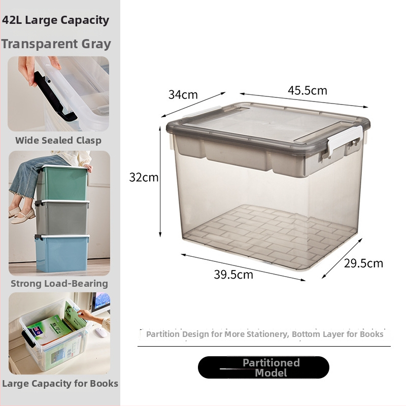 Kutija za pohranu s pravim kutem od prozirne plastike, otporna na kompresiju, prehrambene kvalitete, kapaciteta 110 L