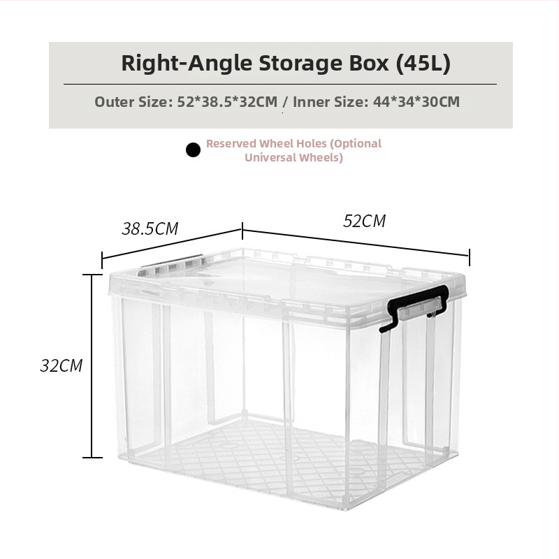 Kutija za pohranu s pravim kutem od prozirne plastike, otporna na kompresiju, prehrambene kvalitete, kapaciteta 110 L