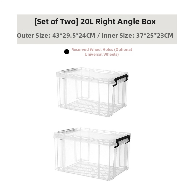 Kutija za pohranu s pravim kutem od prozirne plastike, otporna na kompresiju, prehrambene kvalitete, kapaciteta 110 L
